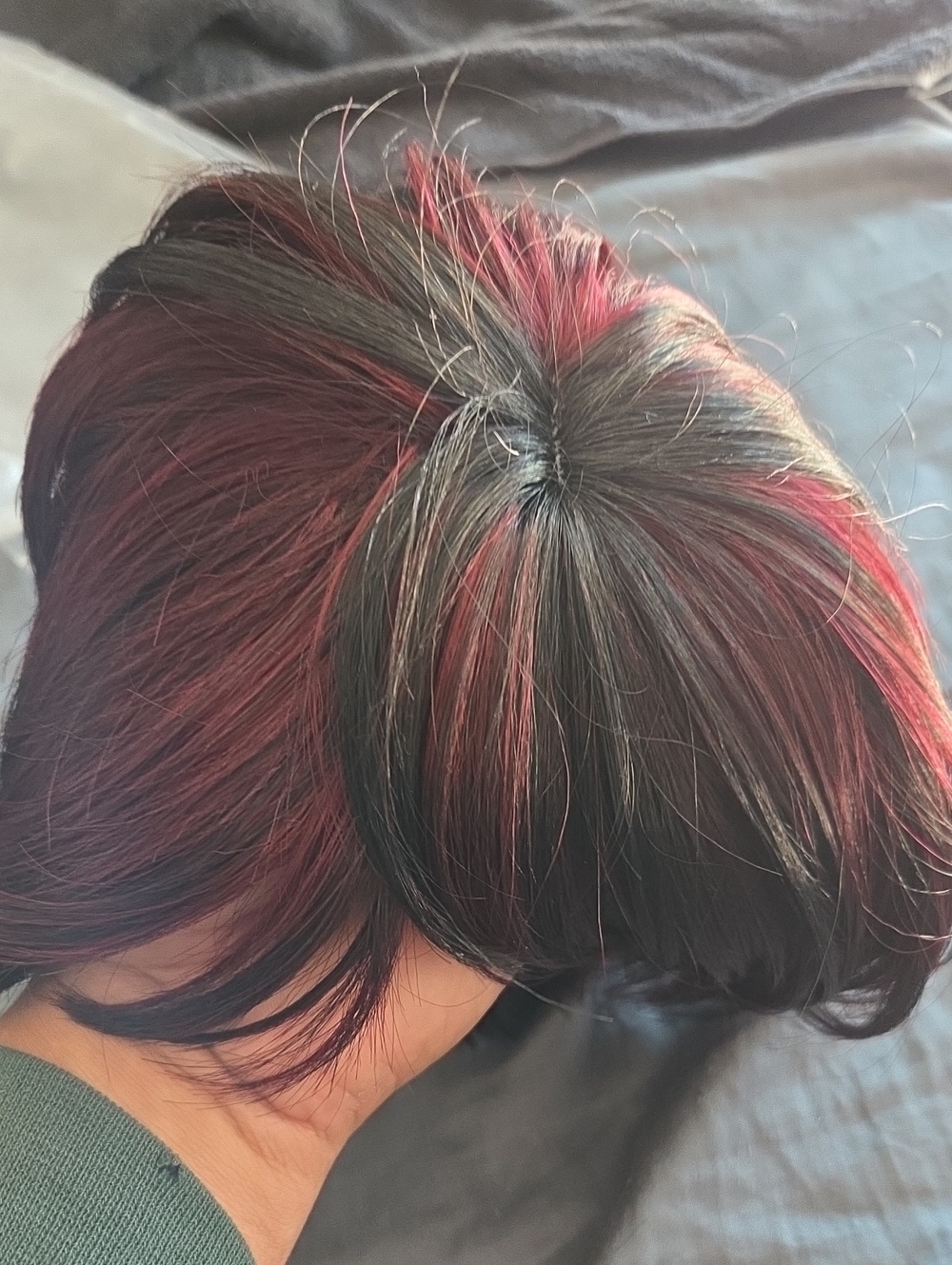 Black with Red Highlights Clip-In Hair Topper for Women